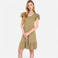 Women's Ruffle Sleeve V-Neck Dress with Tiered Hem and Relaxed Fit