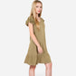 Women's Ruffle Sleeve V-Neck Dress with Tiered Hem and Relaxed Fit
