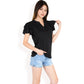 Ruffle Sleeve Henley Top with Button Front Detail