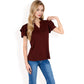 Ruffle Sleeve Henley Top with Button Front Detail