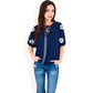 Floral Embroidered Blouse with Puff Sleeves and V-Neckline
