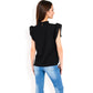 Ruffled Sleeve Pleated Front Knit Top