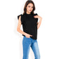 Ruffled Sleeve Pleated Front Knit Top