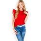 Ruffled Sleeve Pleated Front Knit Top