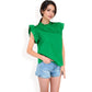 Ruffled Sleeve Pleated Front Knit Top