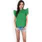 Ruffled Sleeve Pleated Front Knit Top