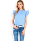 Ruffled Sleeve Pleated Front Knit Top