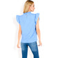 Ruffled Sleeve Pleated Front Knit Top