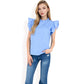 Ruffled Sleeve Pleated Front Knit Top