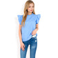 Ruffled Sleeve Pleated Front Knit Top