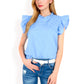 Ruffled Sleeve Pleated Front Knit Top