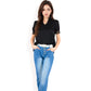 Puff Sleeve Blouse with Delicate Crochet Cuffs and V-Neckline