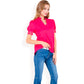 Puff Sleeve Blouse with Delicate Crochet Cuffs and V-Neckline