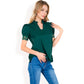 Puff Sleeve Blouse with Delicate Crochet Cuffs and V-Neckline