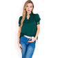 Puff Sleeve Blouse with Delicate Crochet Cuffs and V-Neckline