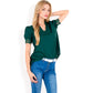 Puff Sleeve Blouse with Delicate Crochet Cuffs and V-Neckline