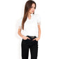Puff Sleeve Blouse with Delicate Crochet Cuffs and V-Neckline