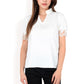 Puff Sleeve Blouse with Delicate Crochet Cuffs and V-Neckline