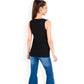 Sleeveless Blouse with Keyhole Neckline and Geometric Eyelet Design