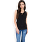Sleeveless Blouse with Keyhole Neckline and Geometric Eyelet Design