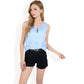 Sleeveless Blouse with Keyhole Neckline and Geometric Eyelet Design