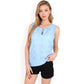 Sleeveless Blouse with Keyhole Neckline and Geometric Eyelet Design
