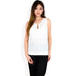 Sleeveless Blouse with Keyhole Neckline and Geometric Eyelet Design