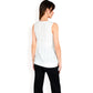 Sleeveless Blouse with Keyhole Neckline and Geometric Eyelet Design