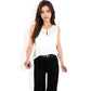 Sleeveless Blouse with Keyhole Neckline and Geometric Eyelet Design