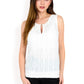 Sleeveless Blouse with Keyhole Neckline and Geometric Eyelet Design
