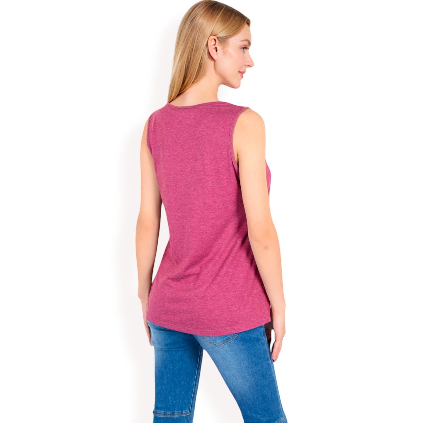 Sleeveless Tank Top with Pintuck Pleat Details and Soft Stretch Fabric