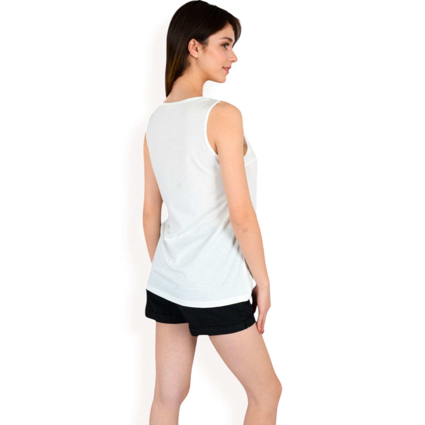 Sleeveless Tank Top with Pintuck Pleat Details and Soft Stretch Fabric