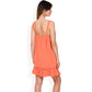 Ruffled Button-Down Mini Dress with Adjustable Straps and Textured Fabric