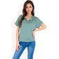 Casual Short Sleeve Henley Top with Button Front and Chest Pocket