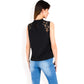Sleeveless Blouse with Lace Yoke and Pleated Front