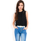 Sleeveless Blouse with Lace Yoke and Pleated Front