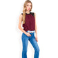 Sleeveless Blouse with Lace Yoke and Pleated Front