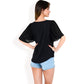 V-Neck Blouse with Pleated Chiffon Flutter Sleeves