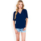 V-Neck Blouse with Pleated Chiffon Flutter Sleeves