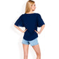 V-Neck Blouse with Pleated Chiffon Flutter Sleeves