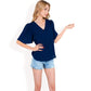 V-Neck Blouse with Pleated Chiffon Flutter Sleeves