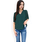 V-Neck Blouse with Pleated Chiffon Flutter Sleeves