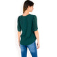 V-Neck Blouse with Pleated Chiffon Flutter Sleeves