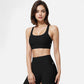 Active Women's Seamless Ribbed Sports Bra with Scoop Neck and Wide Straps