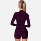 Active Women's Long Sleeve Fitted Zip-Up Jacket with High Collar and Thumbhole Cuffs