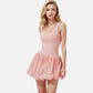 Active Women's Sleeveless Fitted Bodysuit Dress with Bubble Hem Skirt and Scoop Neck