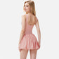 Active Women's Sleeveless Fitted Bodysuit Dress with Bubble Hem Skirt and Scoop Neck