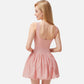 Active Women's Sleeveless Fitted Bodysuit Dress with Bubble Hem Skirt and Scoop Neck