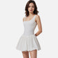 Active Women's Sleeveless Fitted Bodysuit Dress with Bubble Hem Skirt and Scoop Neck