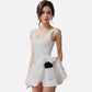 Active Women's Sleeveless Fitted Bodysuit Dress with Bubble Hem Skirt and Scoop Neck